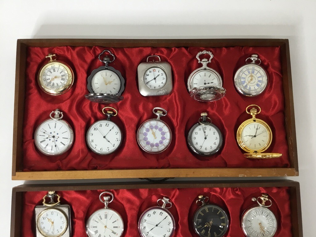 *IS003-100 ③ Hachette /asheto.. old. clock pocket watch collection immovable pocket watch 30 piece special case three step tree box quarts QZ