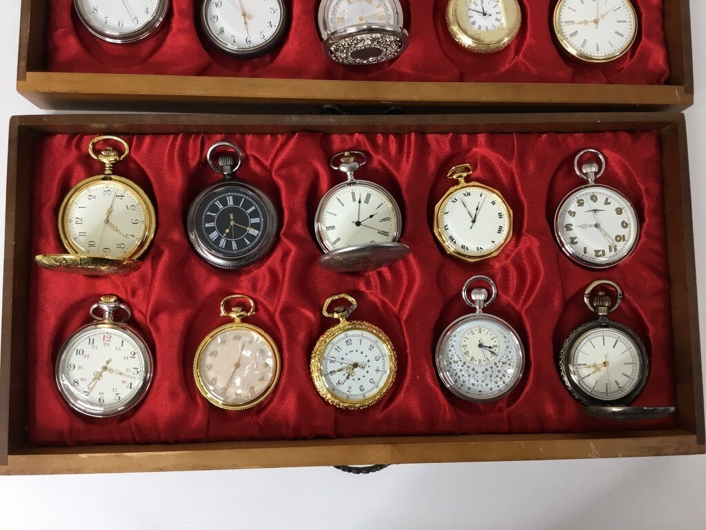 *IS003-100 ③ Hachette /asheto.. old. clock pocket watch collection immovable pocket watch 30 piece special case three step tree box quarts QZ