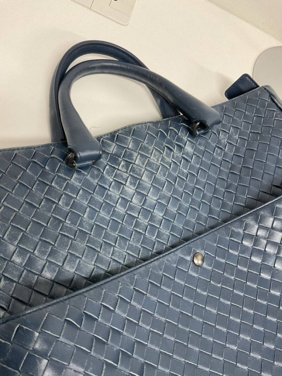 営AD772-100◆ BOTTEGA VENETA ボッテガヴェネタ ネイビー ビジネスバッグ 2WAY ハンドバッグ ショルダーバッグ の画像4