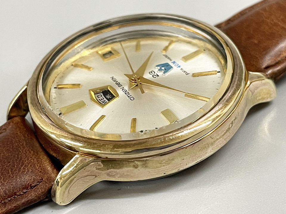 CITIZEN シチズン セブン SEOG 51302-C 金張りケース 23石 ヴィンテージ 手巻き 稼働 デイデイト パラウォーター メンズ 腕時計の画像7