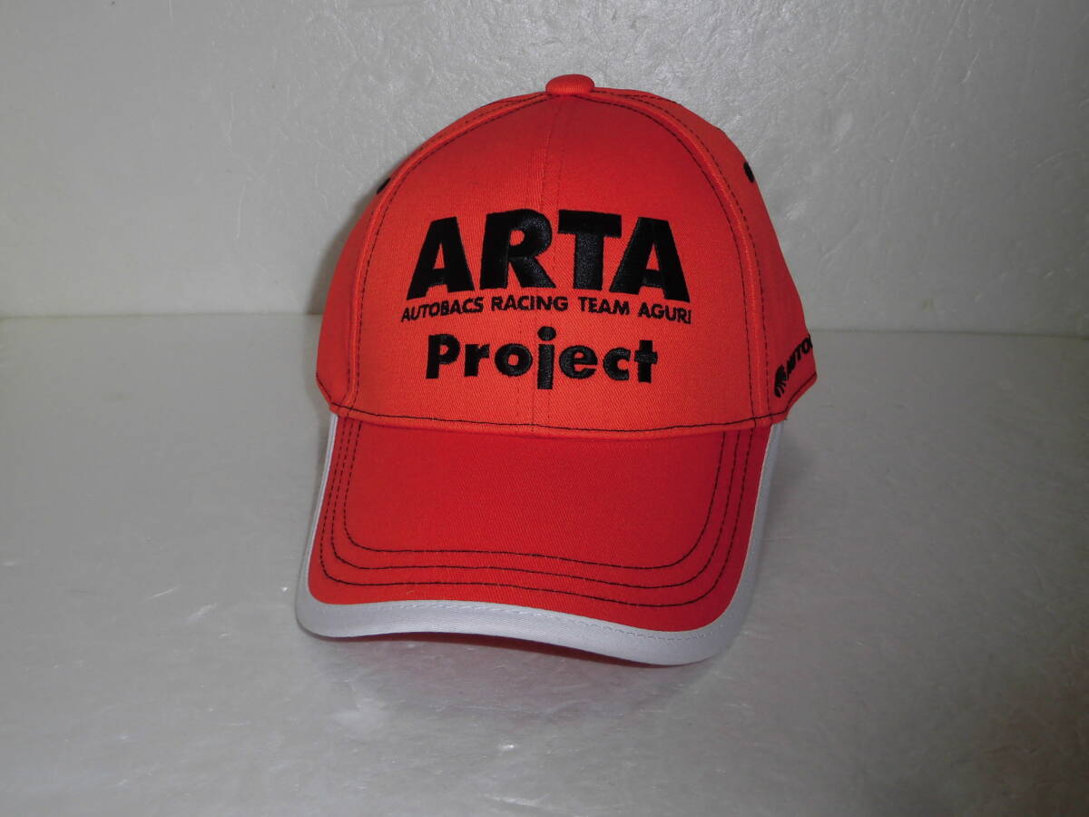未使用 ARTA キャップ (帽子) オレンジ白 オートバックス SUPER GTアグリautobacs racing team aguri 鈴木亜久里ARTAprojectの画像2