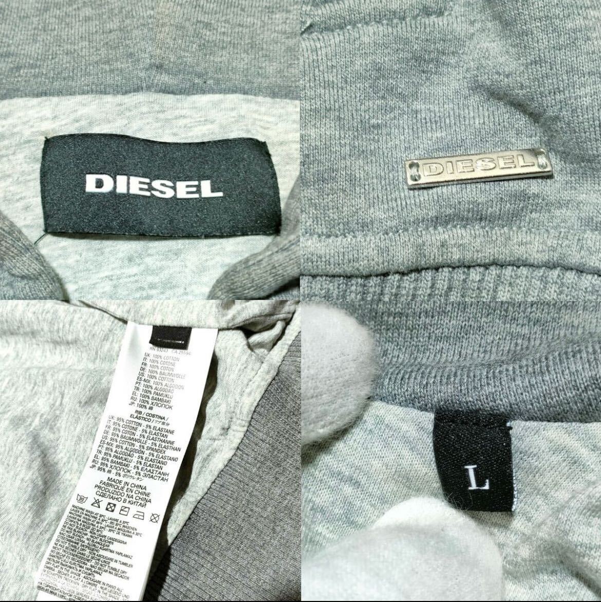 化け物級!!!別格のオーラ!!!【ディーゼル DIESEL】弩級スペシャル◎ダメージデニムパーカー 異素材切り替え スウェット ジップアップ L〜XL_画像9