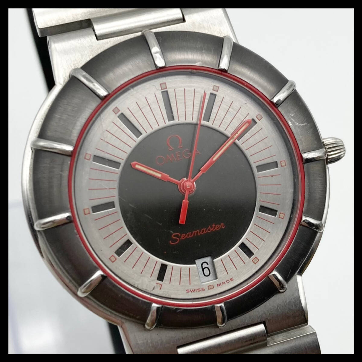 1円 不動品 OMEGA SEAMASTER DYNAMIC 1430 オメガ シーマスター ダイナミック クォーツ レディース 腕時計 黒文字盤 ヴィンテージ WM3002の画像1