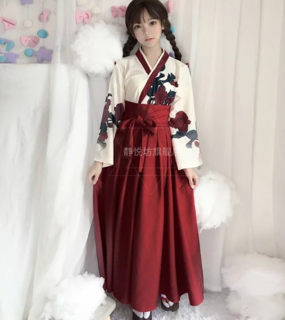 ヤフオク 花柄 着物 袴 Mサイズ はいから 和装セット