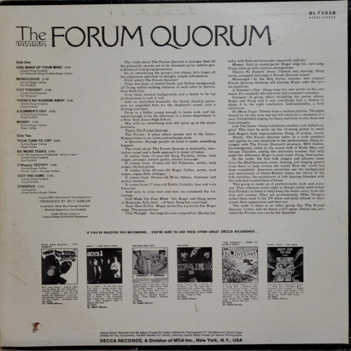 Promo The Forum Quorum / Same DL 75030 1968年 Garage Rock / Psychedelic Rockの画像3