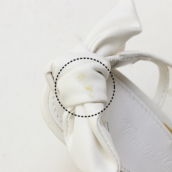 *TSURU by Mariko Oikawatsurubaima Rico o squid mesh × leather dot pattern ribbon open tu Wedge sole pumps white 34