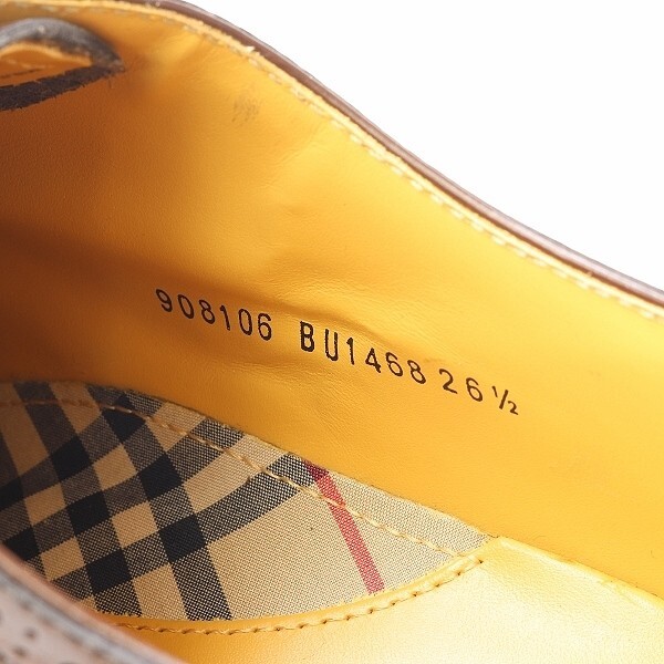 美品◆BURBERRY バーバリー レザー メダリオン ウィングチップ レースアップ ビジネス シューズ 茶色 ブラウン 26.5cm_画像6