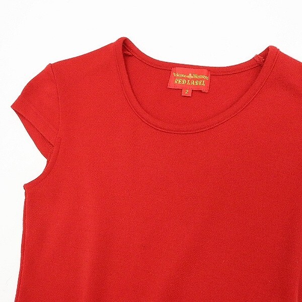 ◆Vivienne Westwood RED LABEL ヴィヴィアンウエストウッド レッドレーベル オーブ刺繍 キャップスリーブ ニット セーター 赤 レッド 2_画像3