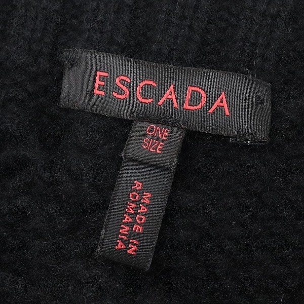 *ESCADA Escada кашемир 100% Logo очарование есть кабель вязаный юбка чёрный черный ONE SIZE