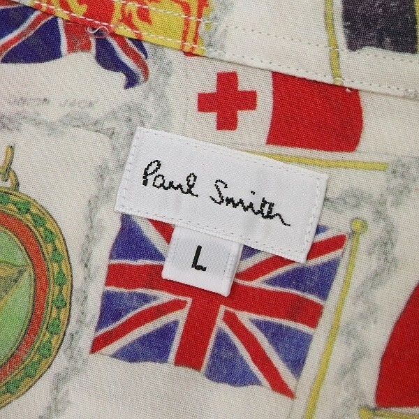 美品◆Paul Smith ポールスミス 国旗 総柄 コットン 長袖 シャツ L_画像5