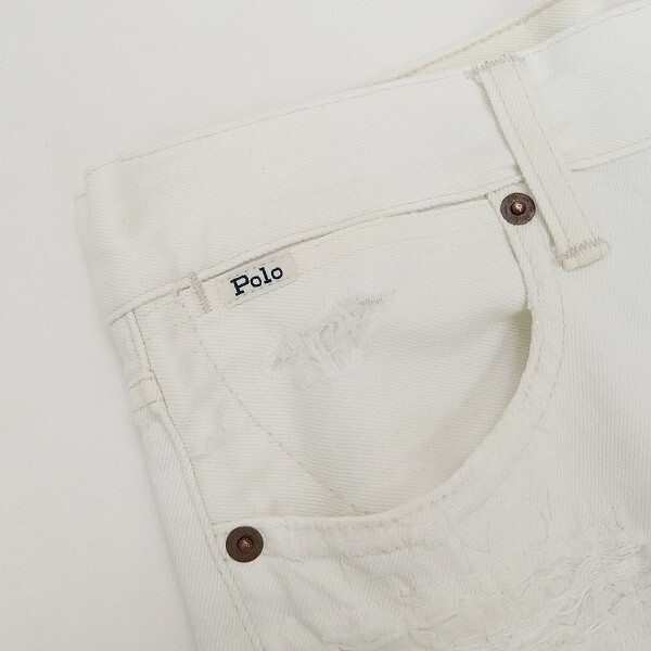  domestic regular goods *POLO RALPH LAUREN Polo Ralph Lauren ASTOR SLIM BOYFRIEND damage processing embroidery Denim pants jeans eggshell white 26