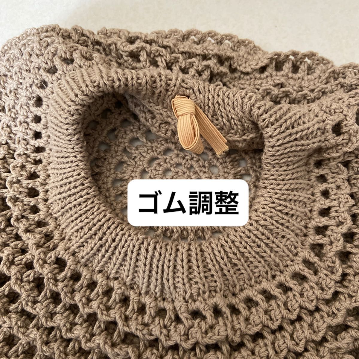 新品未使用・UVカット95%以上・日本製・綿100%・手編み・ベレー帽・ゴム調整・汗に強く柔らかな洗えるニット