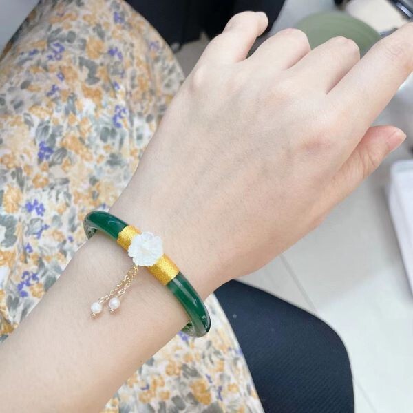 [EasternStar] natural sphere ... bangle superfine reti-z arm wheel 14K gilding green. beautiful person article 7 .. shell flower one piece 