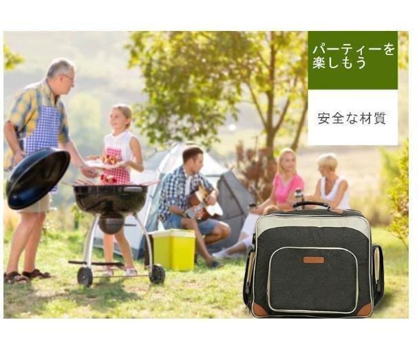 高品質！便利☆多人食器セット 37セット キャンプ ピクニック 一式食器バッグ 携帯用多機能 保温バッグの画像4