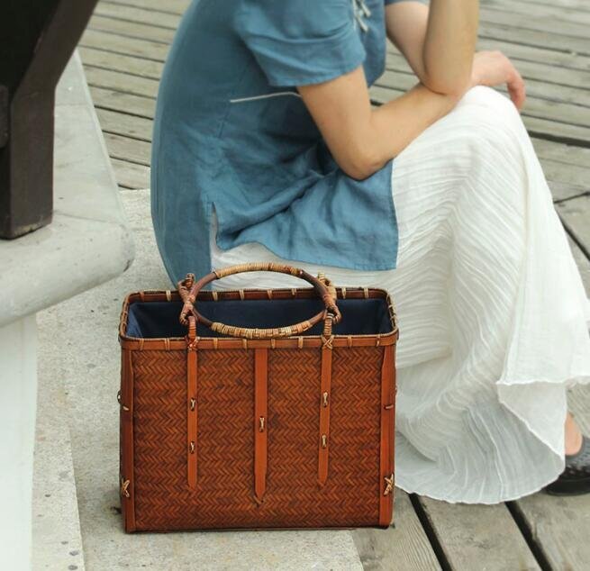 新入荷★手作り 竹編包 収納バッグ 自然竹の編み上げ 竹製品 ハンドバッグ 便攜の画像2