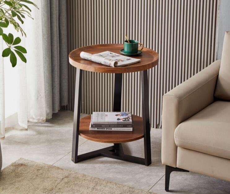 高品質サイドテーブル 丸形 別荘 卓 ナイトテーブル リビング 北欧 木製 コーヒーテーブル 贅沢の画像4