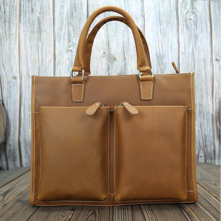  beautiful goods appearance * cow leather hand made men's bag original leather business bag briefcase leather commuting bag tote bag handbag bag 