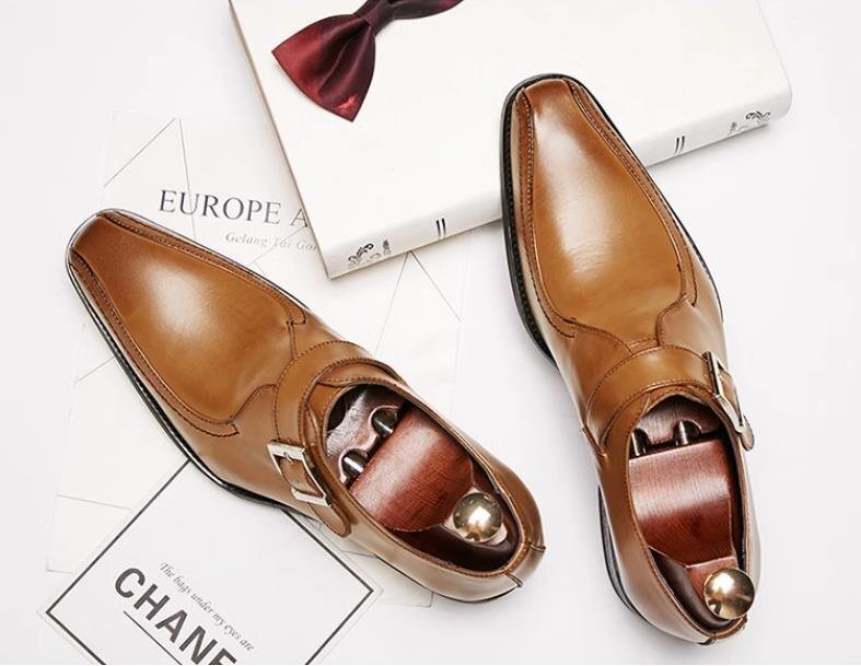 * high class * beautiful goods * high quality original leather worker handmade cow leather gentleman shoes formal ceremonial occasions leather shoes Brown 