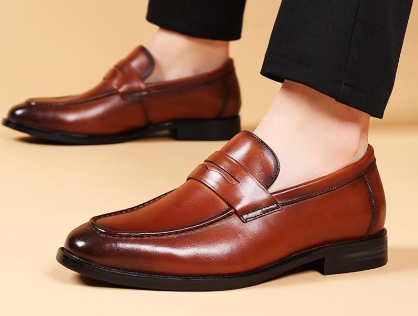  high quality * beautiful business shoes men's shoes original leather shoes leather shoes dress shoes worker handmade cow leather gentleman shoes ^ tea color 