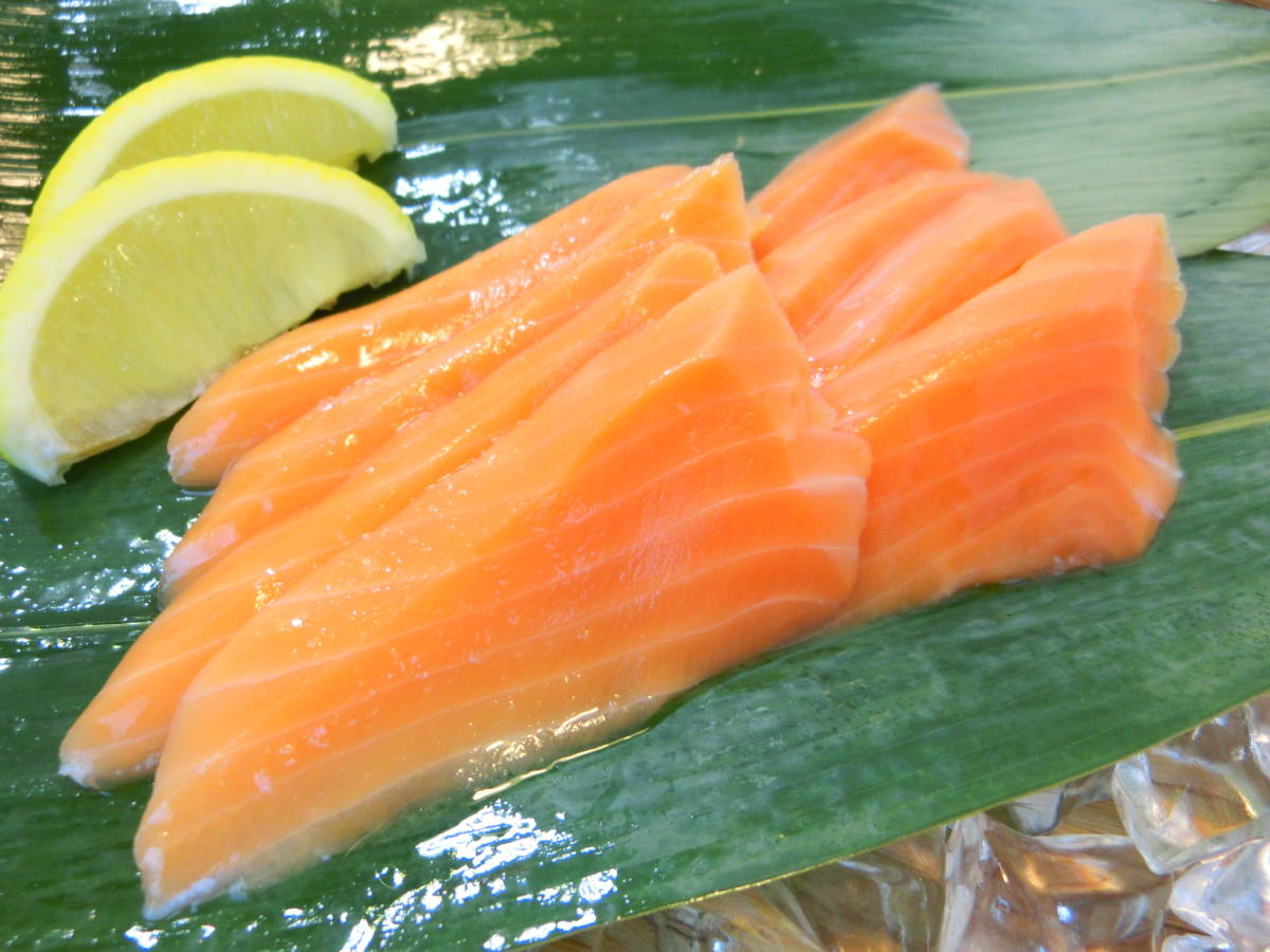  суши шуточный товар форельный лосось ломтик обработанный .1P.20 листов ввод. свежий . форельный лосось используя ...