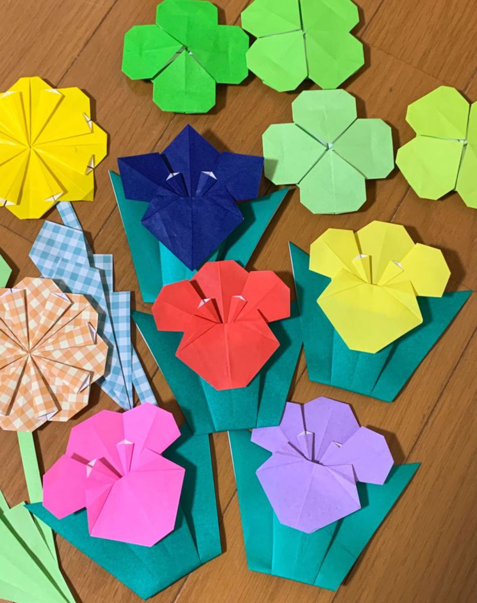 折り紙　花　たんぽぽ　クローバー　セット