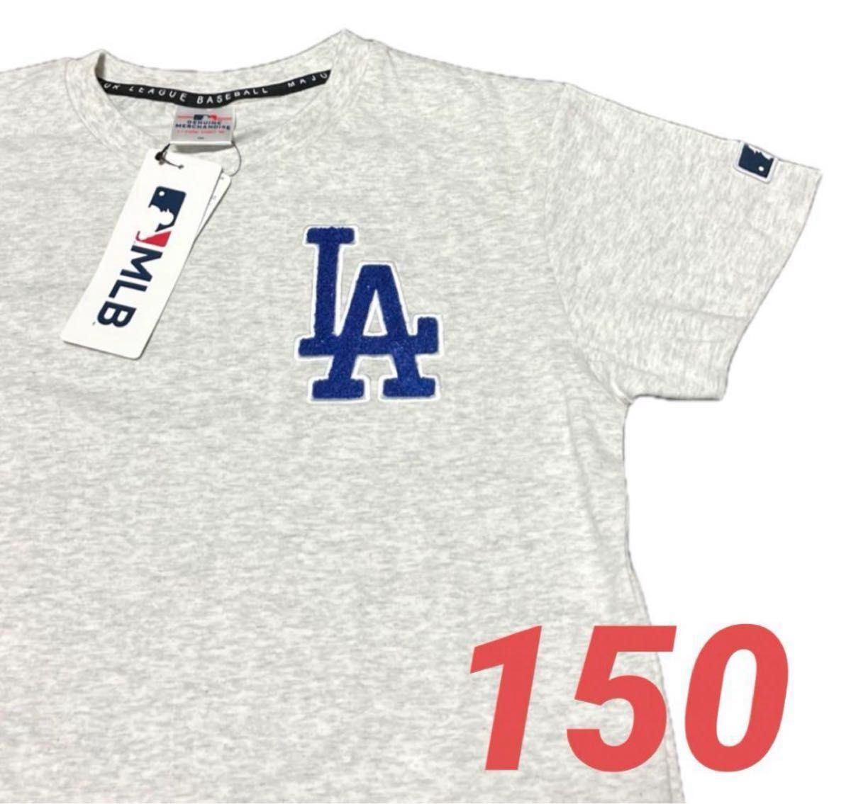新品　MLB公式　ロサンゼルス･ドジャース　　半袖Tシャツ　キッズ　150 ロゴ刺繍　もこもこ　バックプリント　ロゴＴ　大谷翔平
