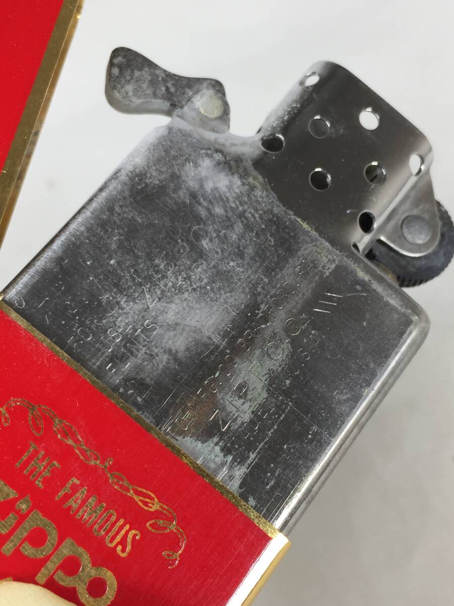 【ジャンク品】ZIPPO THE FAMOUS GUARANTEE レッド×ゴールド ケース付き 着火未確認 ※長期保管品 ジッポ ライター オイルライターの画像7