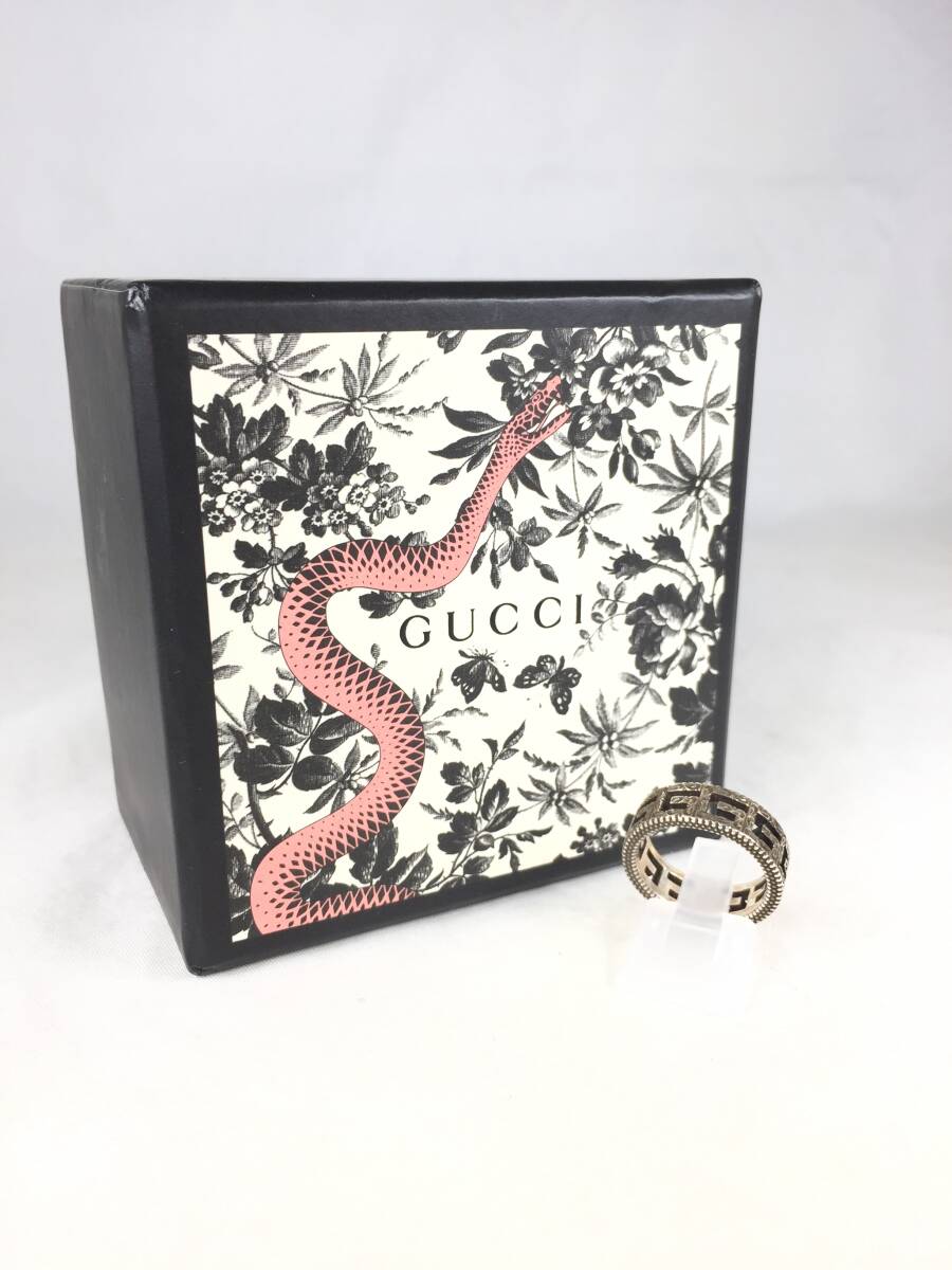 【中古品】GUCCI グッチ アラベスク スクエアG リング #13 約12号 Ag925刻印 シルバー 付属品あり レディース メンズ アクセサリーの画像1