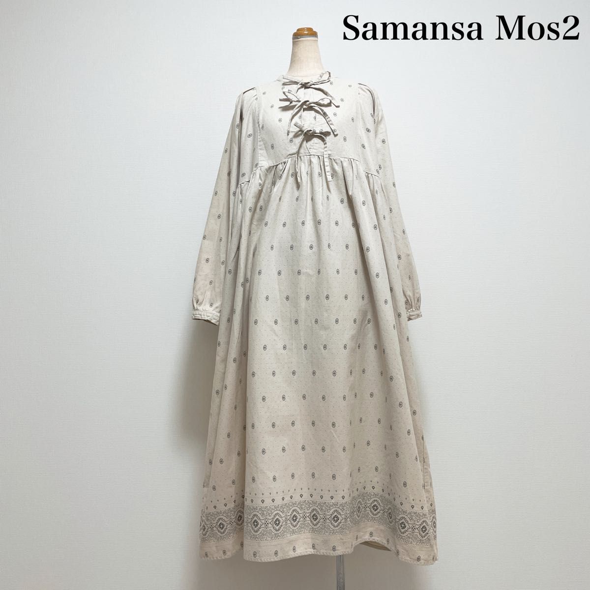 Samansa Mos2 サマンサモスモス モチーフ花柄ワンピース コットン ゆったり ナチュラル