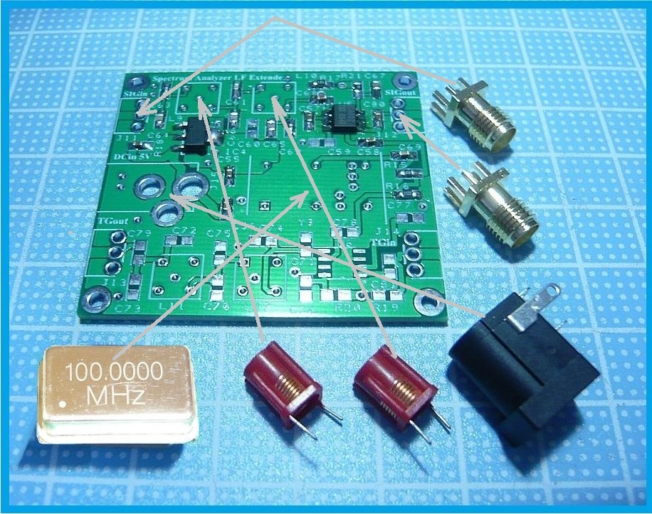 FRC702K_ FRG965 RTL-SDR 用 100MHz -up Converter kit LW-BC-HF- 50MHz 受信 アクティブDBMのSA602（612)タイプ_キット実装説明です。