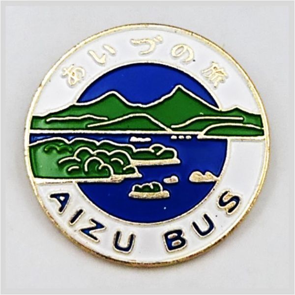 バッジ あいづの旅 AIZU BUS バッチ 会津観光記念 旅行 お土産 ラベルピン ピンバッジ ★ 希少品 アンティーク コレクション 22-0137-01_画像1