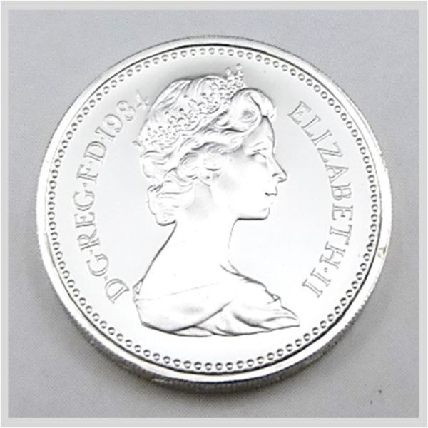 エリザベス2世 1ポンド CF1 1HA 銀貨 イギリス 1984年 UNITED KINGDON SILVER ONE POUND ★ 希少品 アンティーク コレクション 22-0142-01_画像5