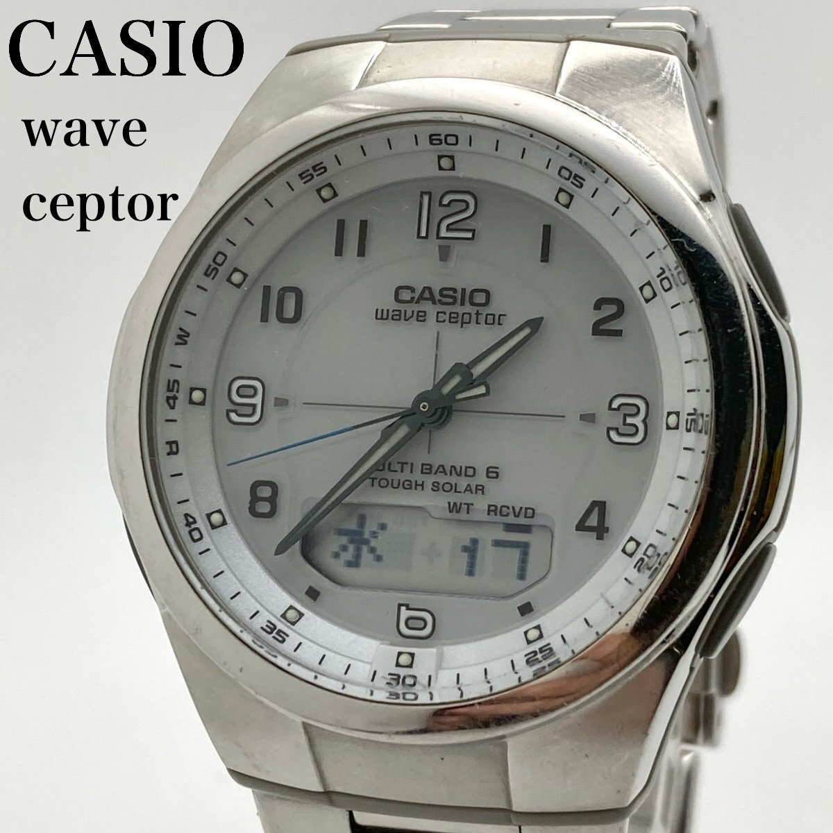 【稼働】CASIOカシオ wave ceptor カシオウェーブセプター WVA-M600 電波ソーラー デジアナ メンズ腕時計 4-27-Aの画像1