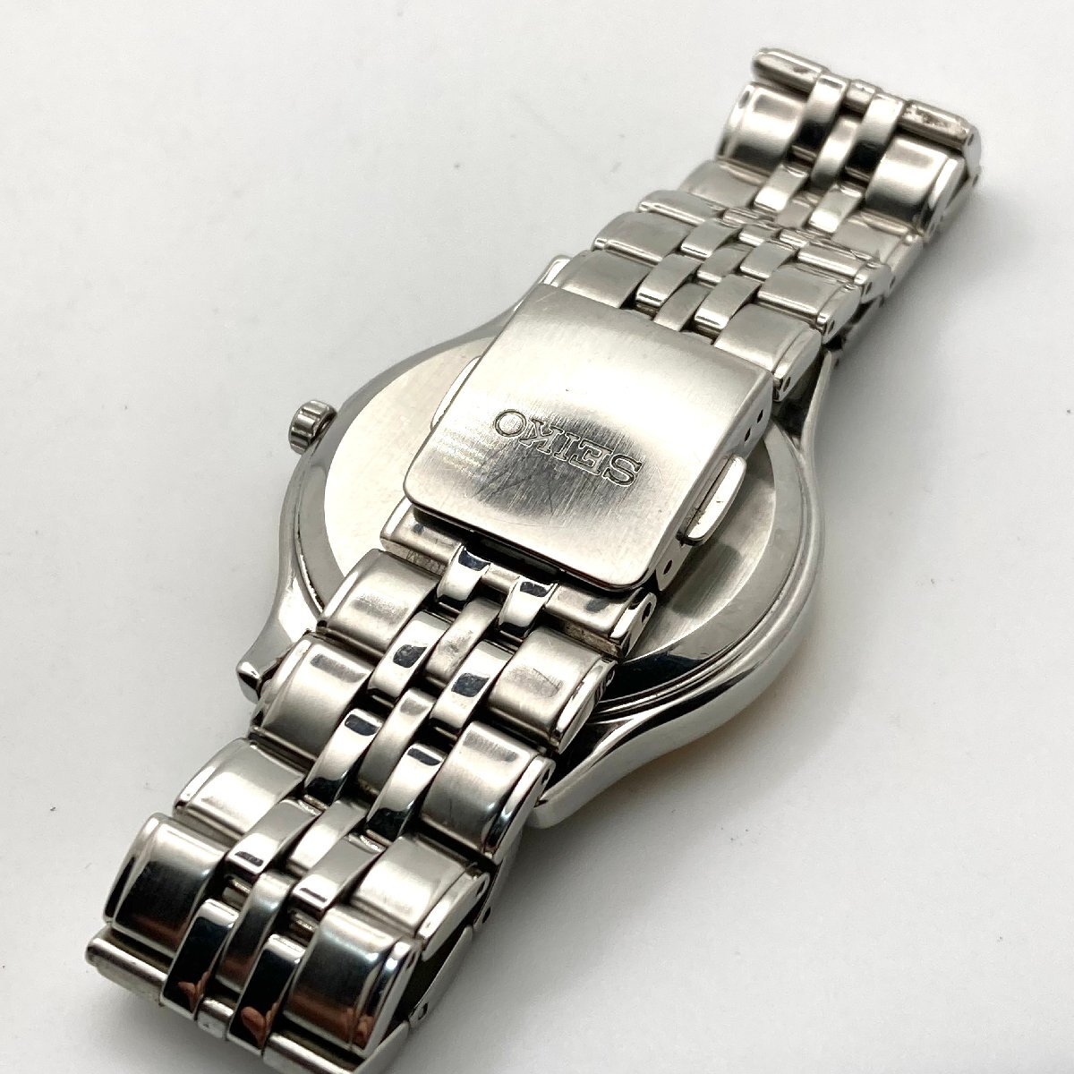 【稼働 良品ABランク】SEIKO セイコー ドルチェV158-0AC0 デイデイト ホワイト文字盤 ソーラー メンズ腕時計 2-13-Bの画像6