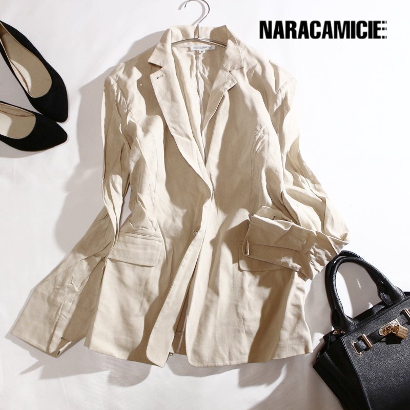  Nara Camicie NARACAMICIE... spring summer large size 3 flax summer jacket jacket linen shirt Ⅲ 11 number light beige 