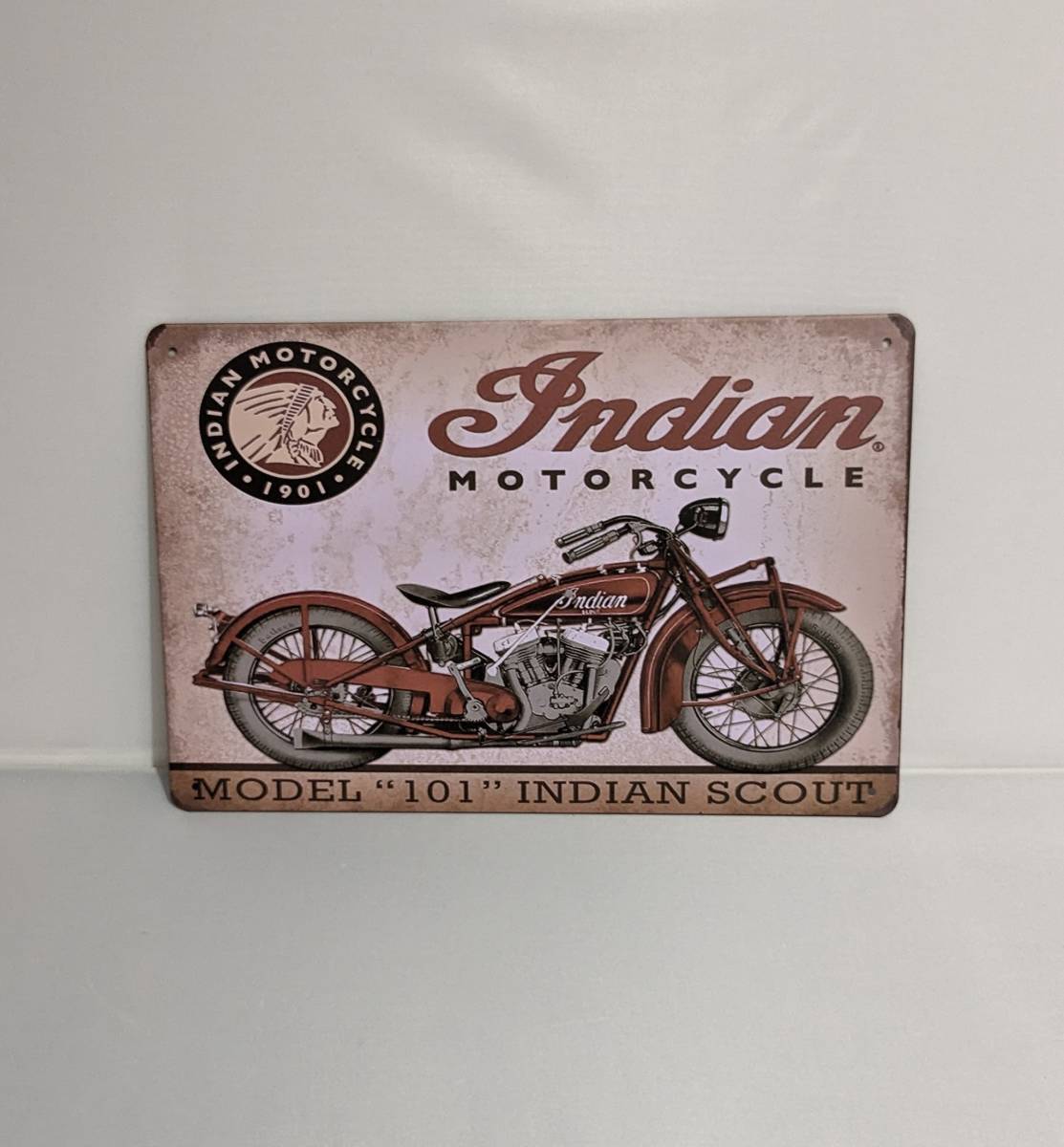 K258 新品●ブリキ看板 バイク インディアン Indian クラシック アメリカ雑貨 お店や バーに ティンサイン ビンテージ アンティーク_画像3