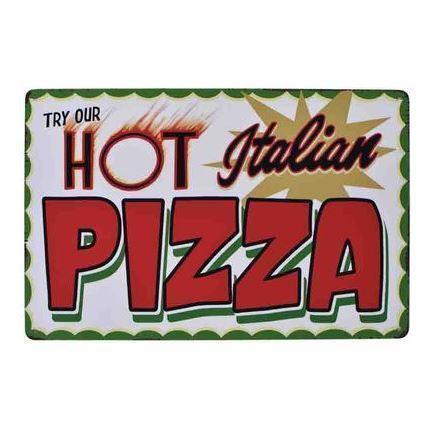 K69b 新品●ブリキ看板 ピザ hot pizza ビンテージ アメリカン雑貨 レトロ アンティーク インテリア_画像1