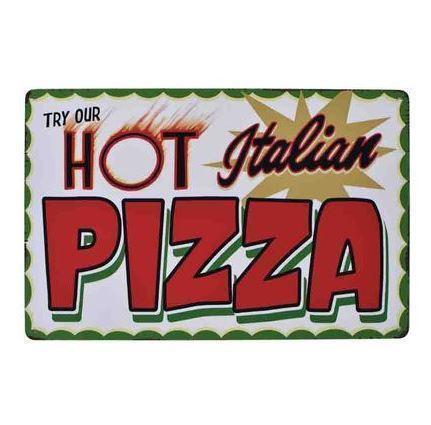 K69b 新品◆ブリキ看板 ピザ hot pizza ビンテージ アメリカン雑貨 レトロ アンティーク インテリア_画像1