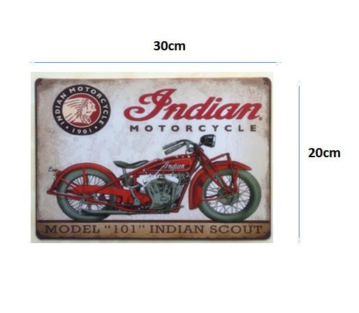 K258 新品●ブリキ看板 バイク インディアン Indian クラシック アメリカ雑貨 お店や バーに ティンサイン ビンテージ アンティーク_画像2