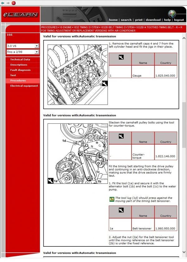  Alpha Romeo Alfa 166 maintenance manual Workshop Manual electron version 