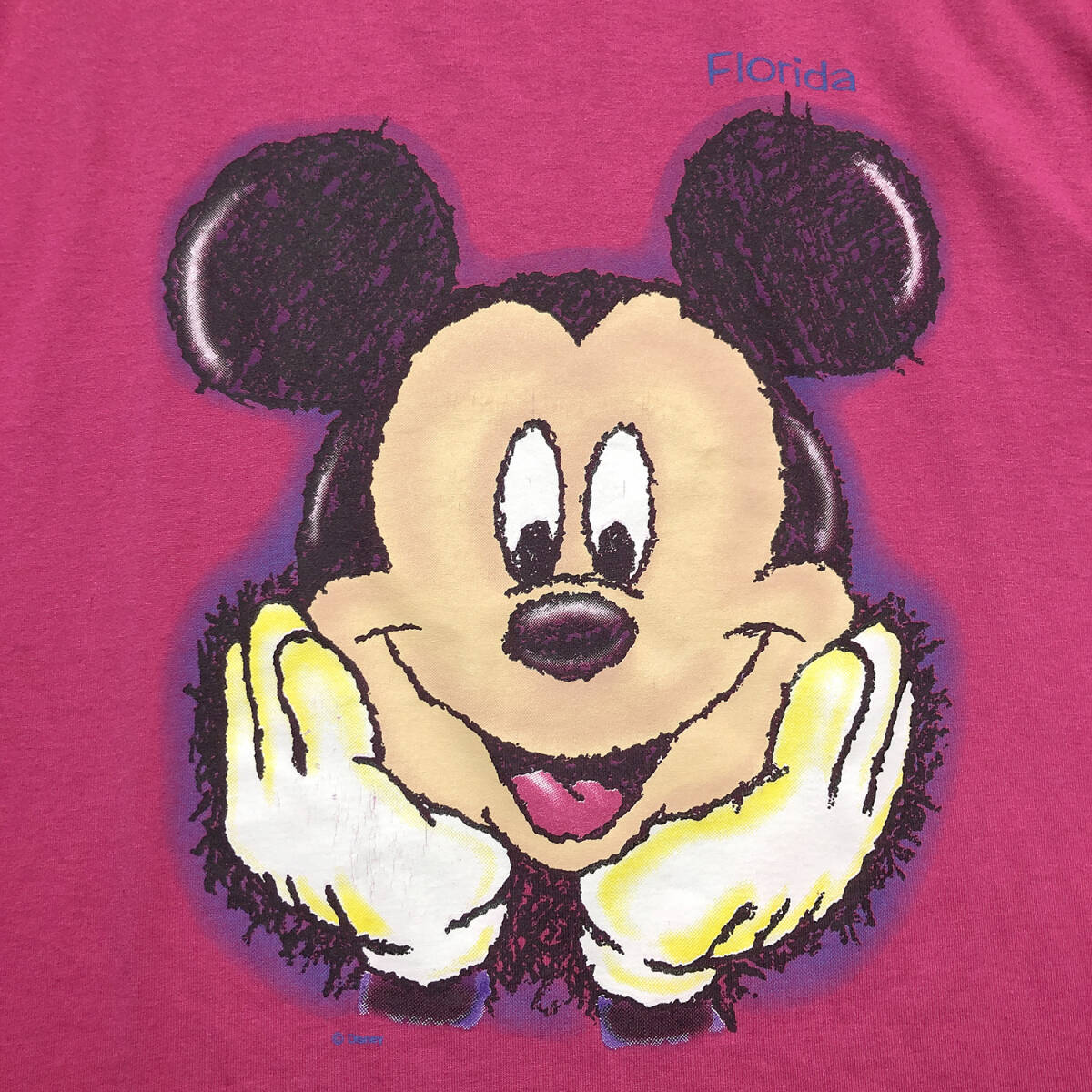 90S USA製 ヴィンテージ ディズニー フロリダ ディズニーランド ミッキーマウス キャラクター Tシャツ メンズL ピンク Disney 古着 BA2561