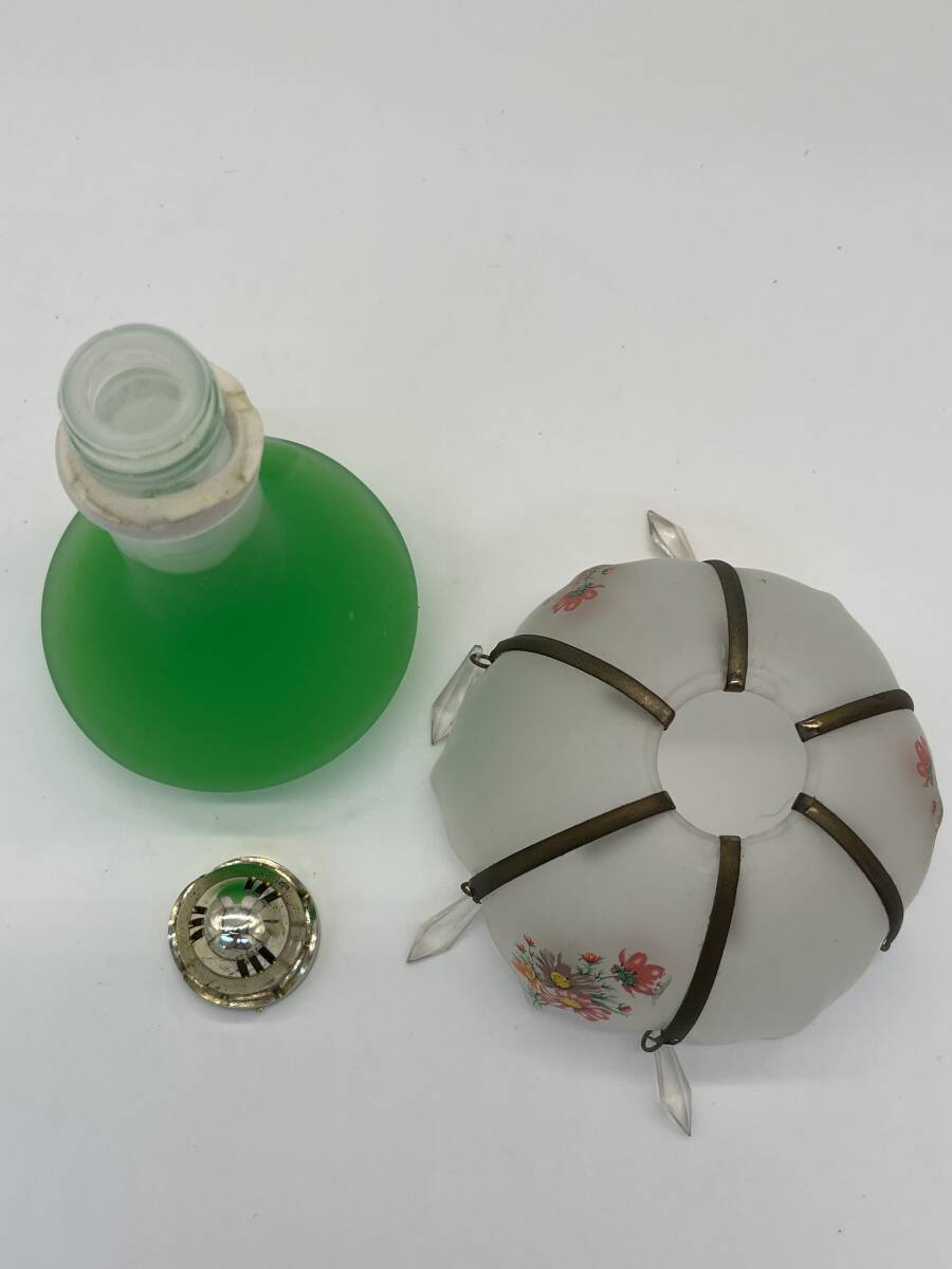 T120 硝子製 芳香剤 シャンデリアタイプ 緑 カーフレグランス アクセサリー 昭和レトロ 当時物 の画像4