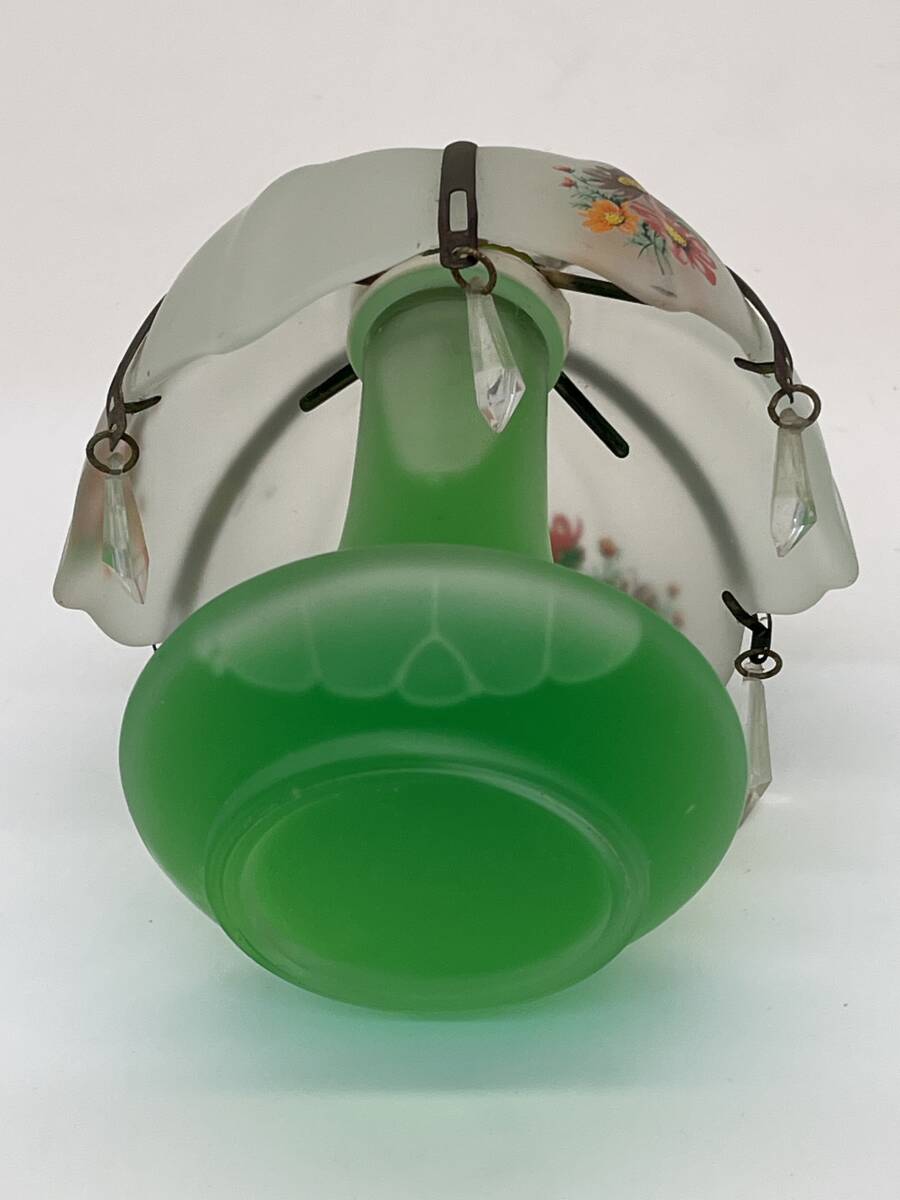 T120 硝子製 芳香剤 シャンデリアタイプ 緑 カーフレグランス アクセサリー 昭和レトロ 当時物 の画像5