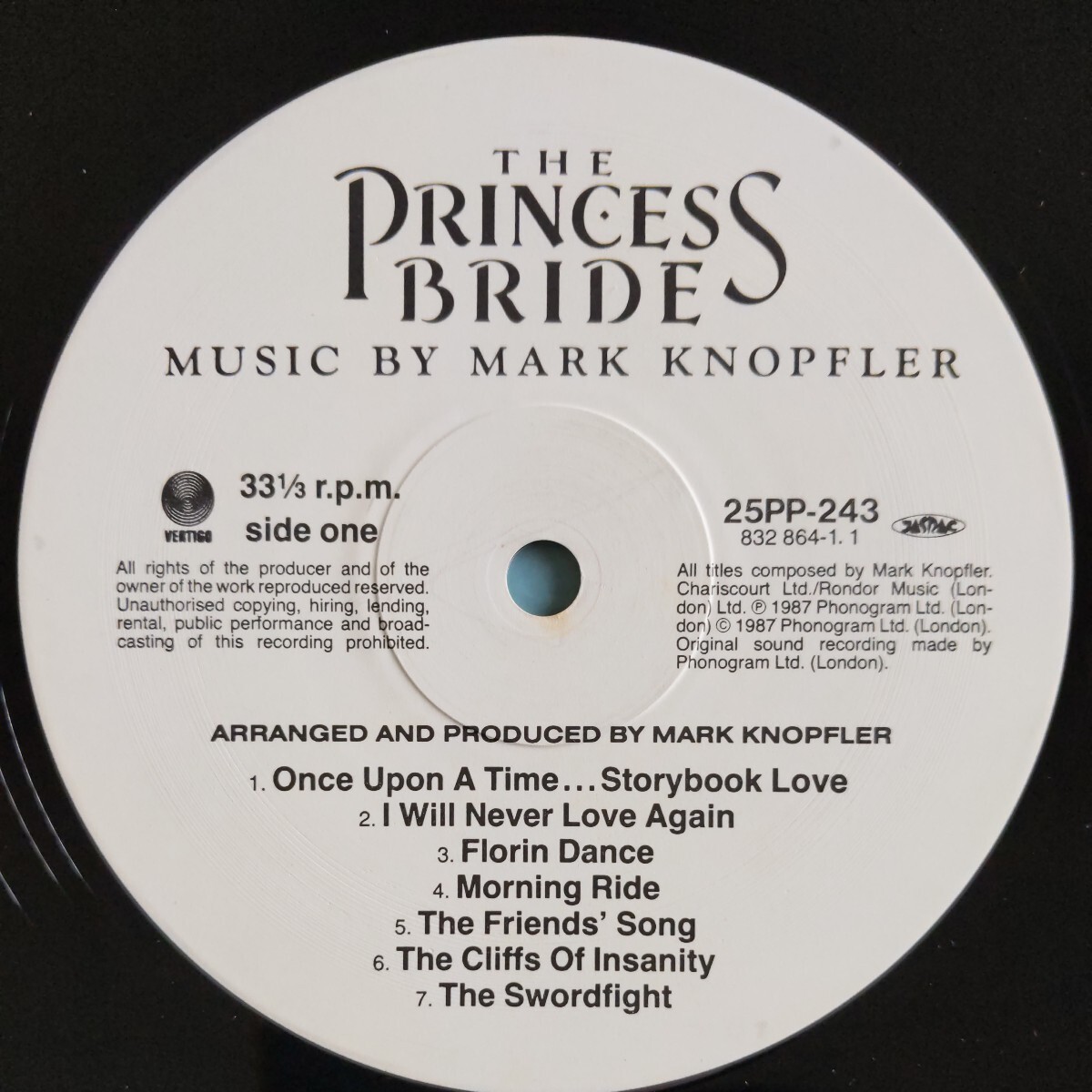 【帯付/試聴済LP】マーク・ノップラー★映画「The Princess Bride」OST★レンタルアップ盤★ダイアー・ストレイツ★ガイ・フレッチャー_画像5