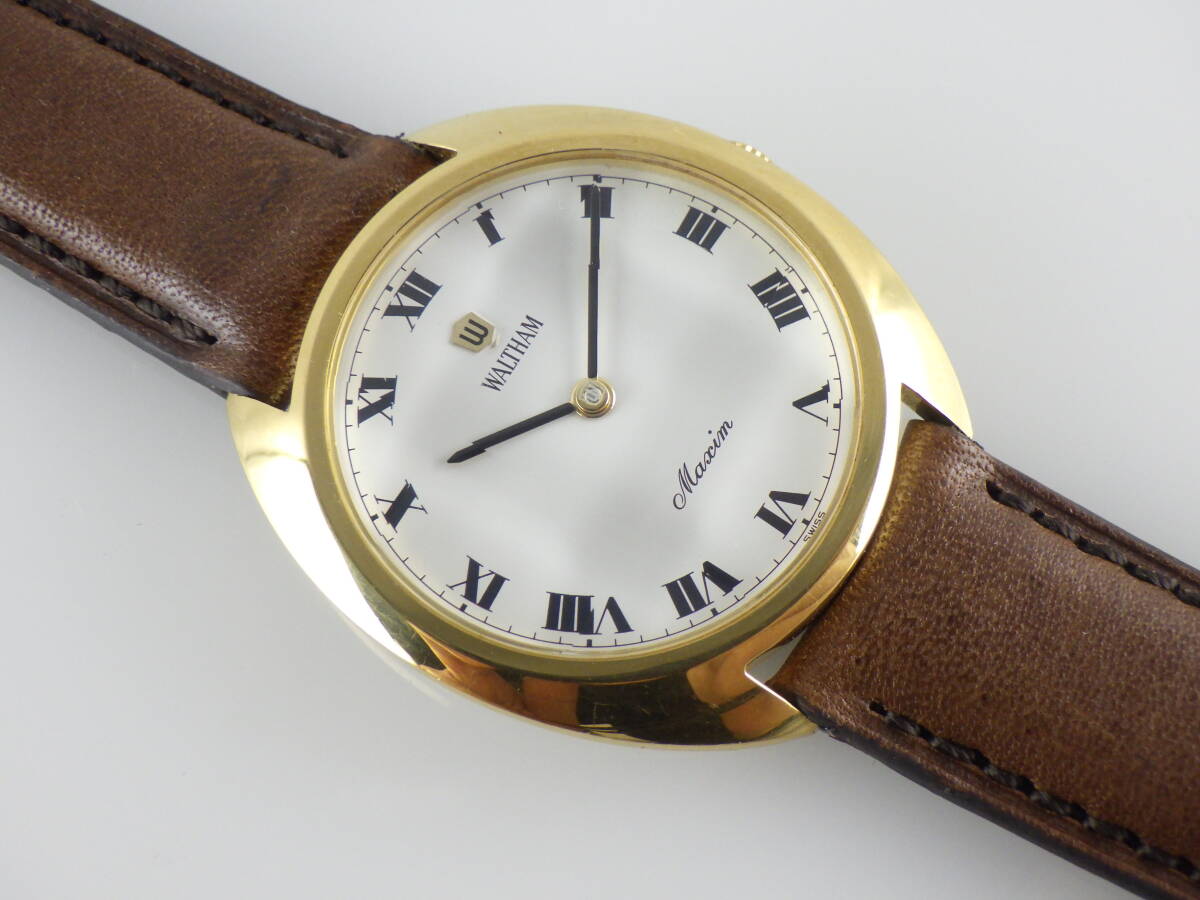デッドストック WALTHAM ウォルサム Maxim マキシム 手巻き ゴールド カットガラス メンズ 腕時計 機械式 アンティーク ビンテージ 224の画像4