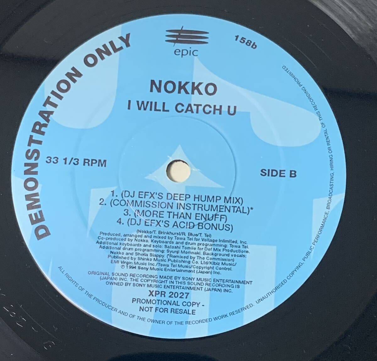 UK EPIC Sony プロモーション盤12EP 希少 Nokko I Will Catch U レベッカ TEI TOWA SATOSHI TOMIIE_画像6