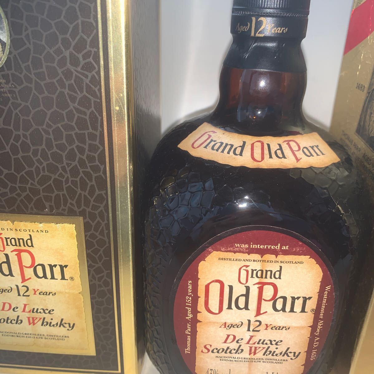 未開栓 古酒 2本 スコッチウイスキー Grand Old Parr Scotch Whisky 12オールドパー 1000ml 750ml 特級_画像3