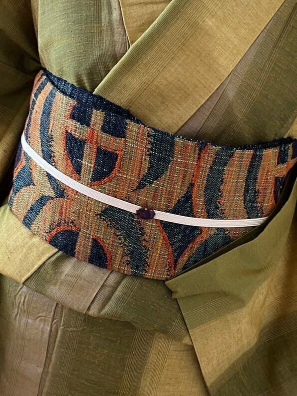 * genuine cotton series * art . stylish pattern *. size Nagoya obi * beautiful goods *[ silk ]