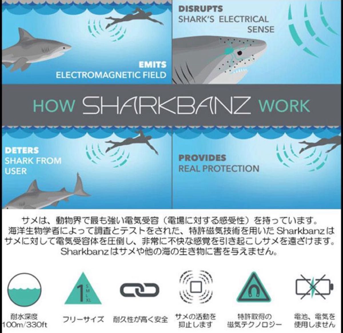 20%OFF シャークバンド サメ避けバンド サーフィン SUP 海水浴 20%OFF シャークバンド サメ避けバンド サーフィン SUP 海水浴