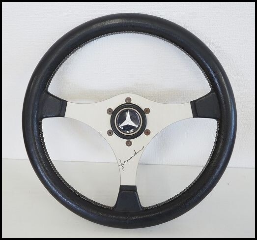 イタリア製 ステアリングホイール 詳細不明 MOMOシグネチャーモデル? steering wheel VINTAGE ビンテージ volante F1 レザー MOMO? 199a_画像1